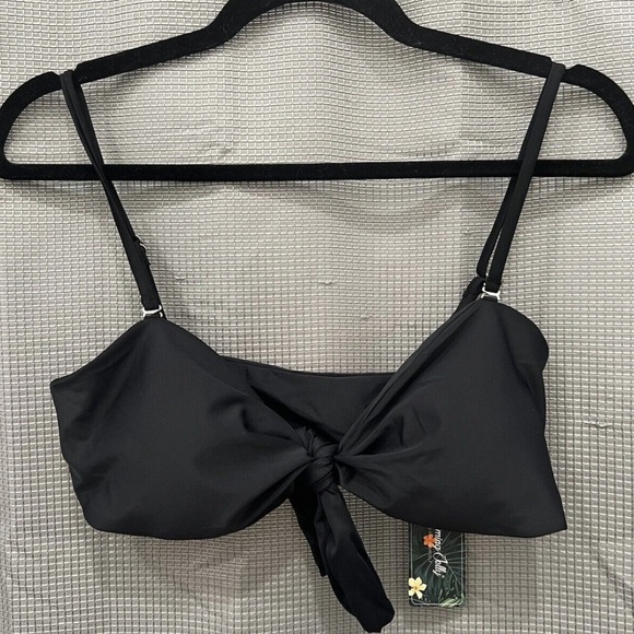 NWT Blooming Jelly black bikini tie front top removable straps padding bandeau - Picture 3 of 5